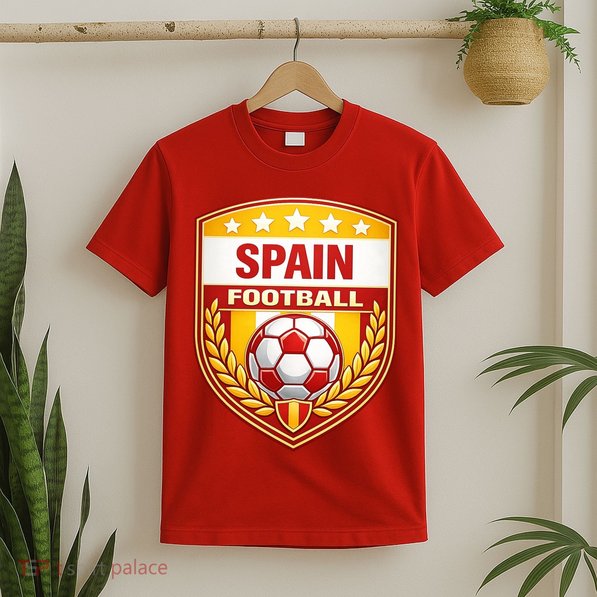 Spain Football Crest Soccer Ball Badge Shield T-Shirt