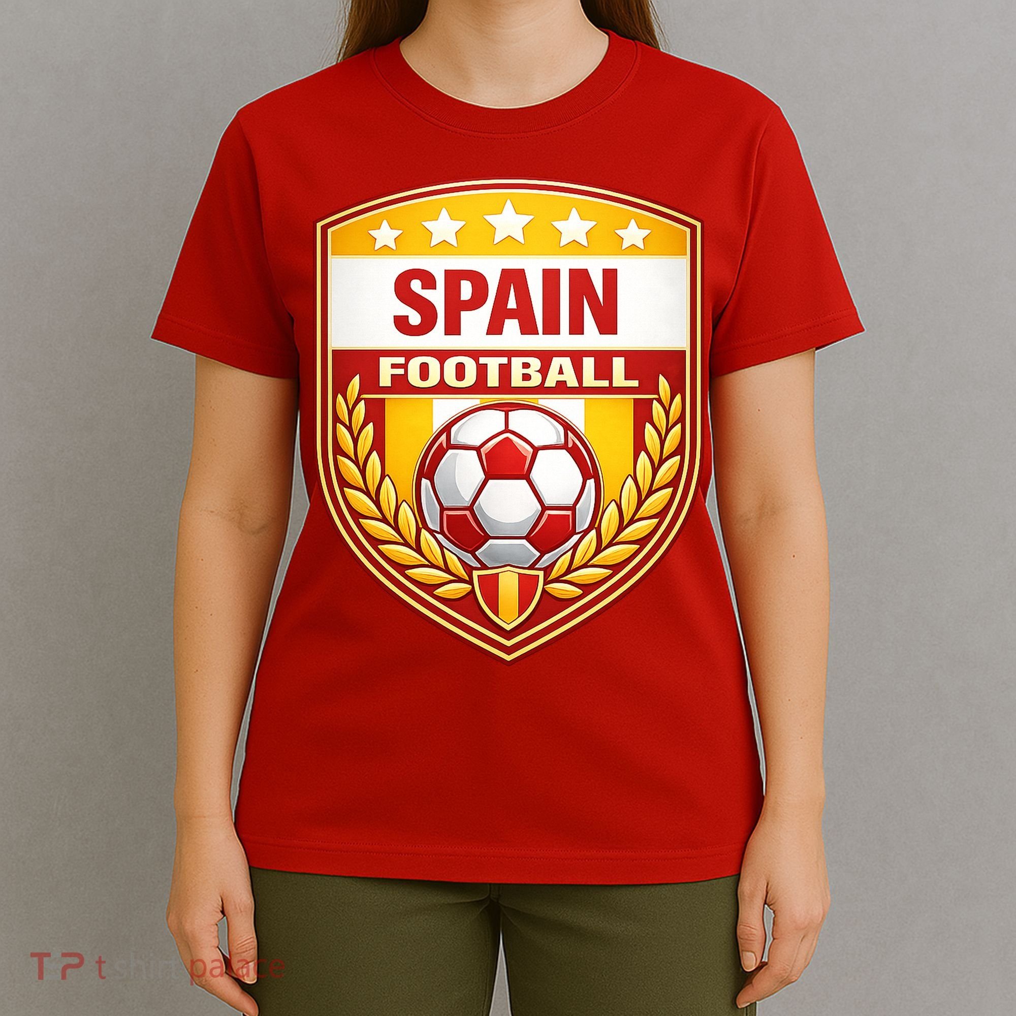 Spain Football Crest Soccer Ball Badge Shield T-Shirt