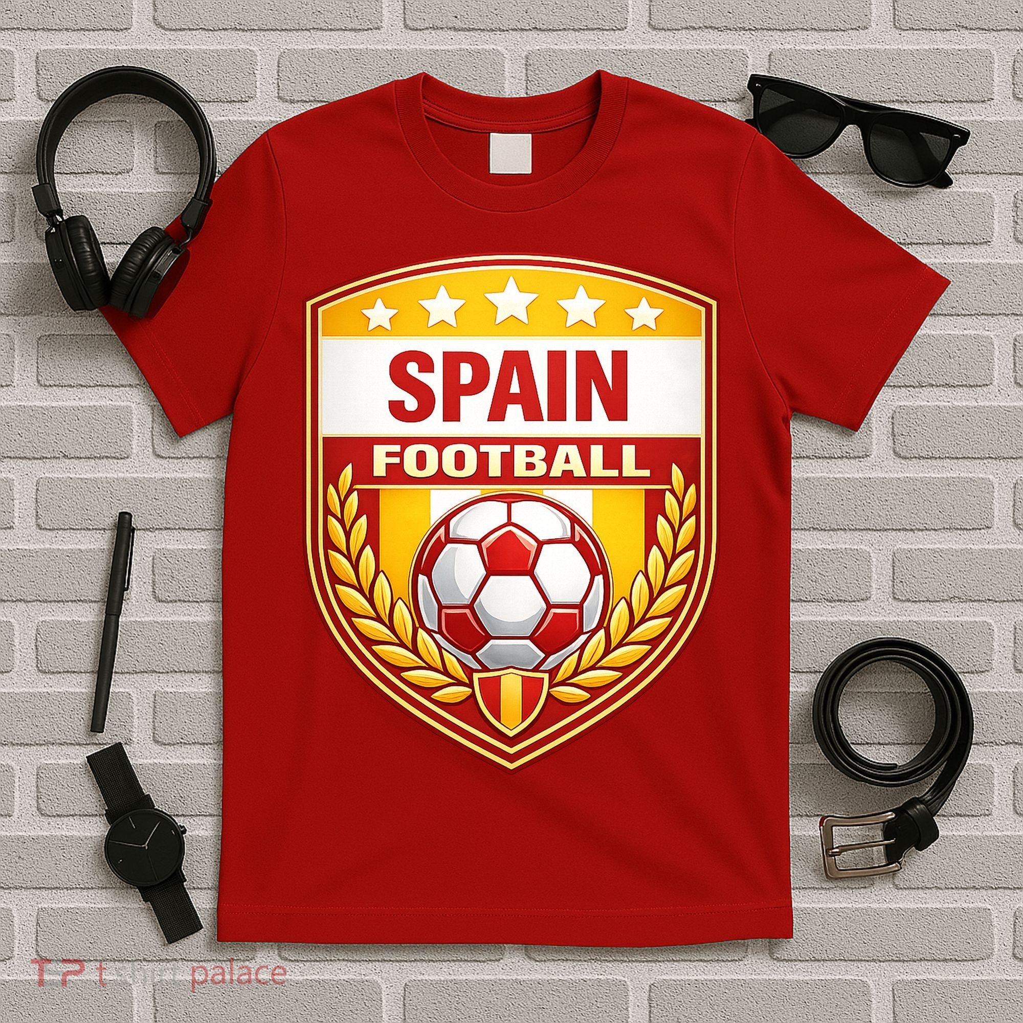 Spain Football Crest Soccer Ball Badge Shield T-Shirt