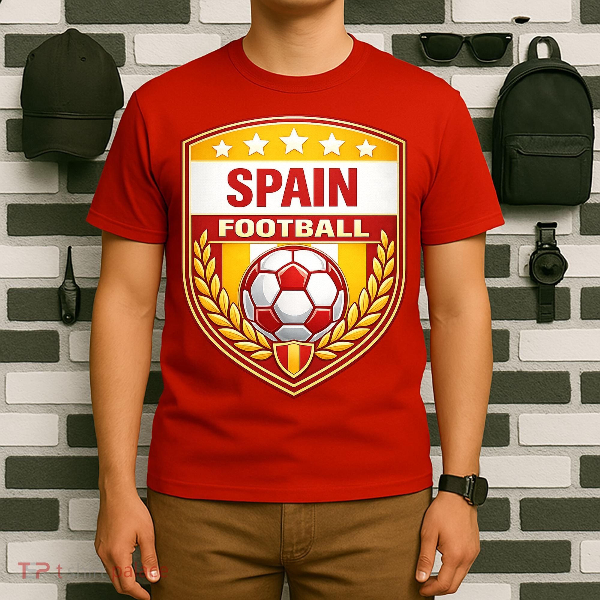 Spain Football Crest Soccer Ball Badge Shield T-Shirt