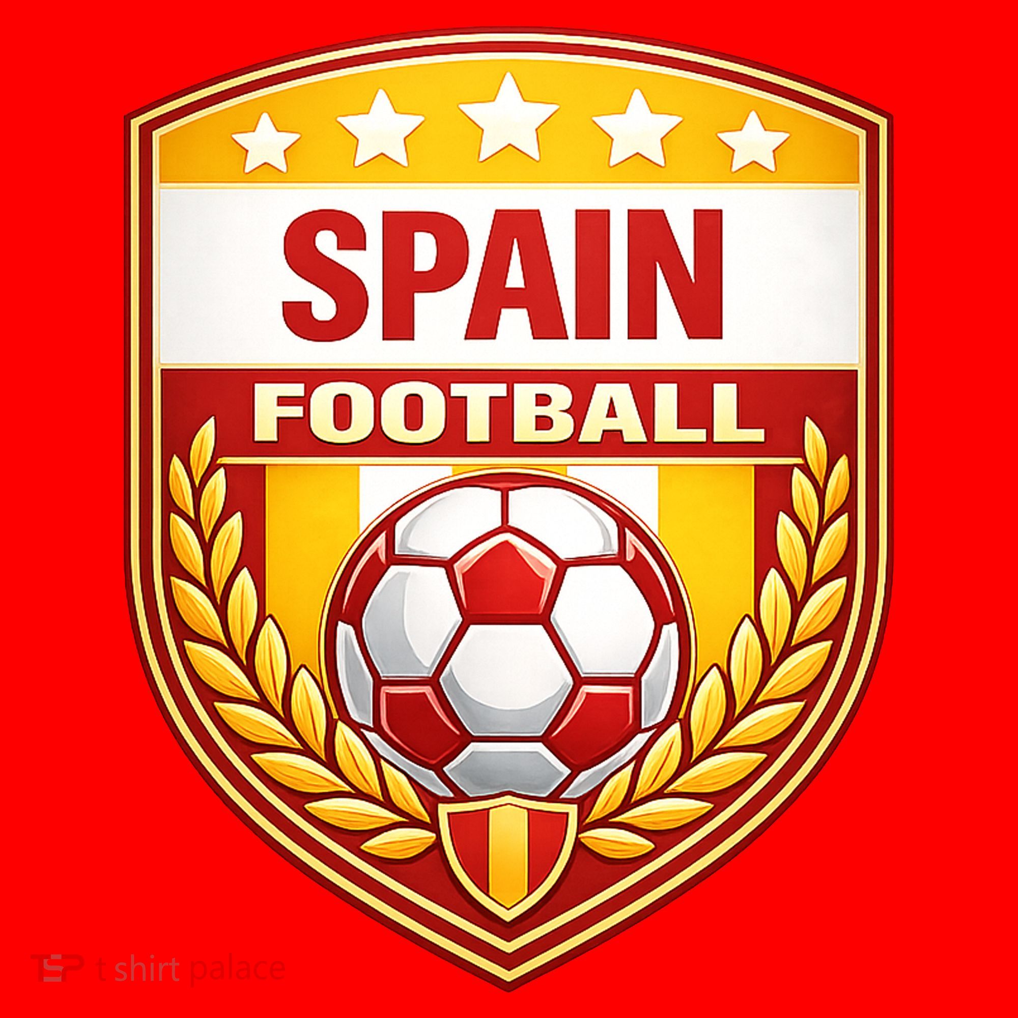 Spain Football Crest Soccer Ball Badge Shield T-Shirt