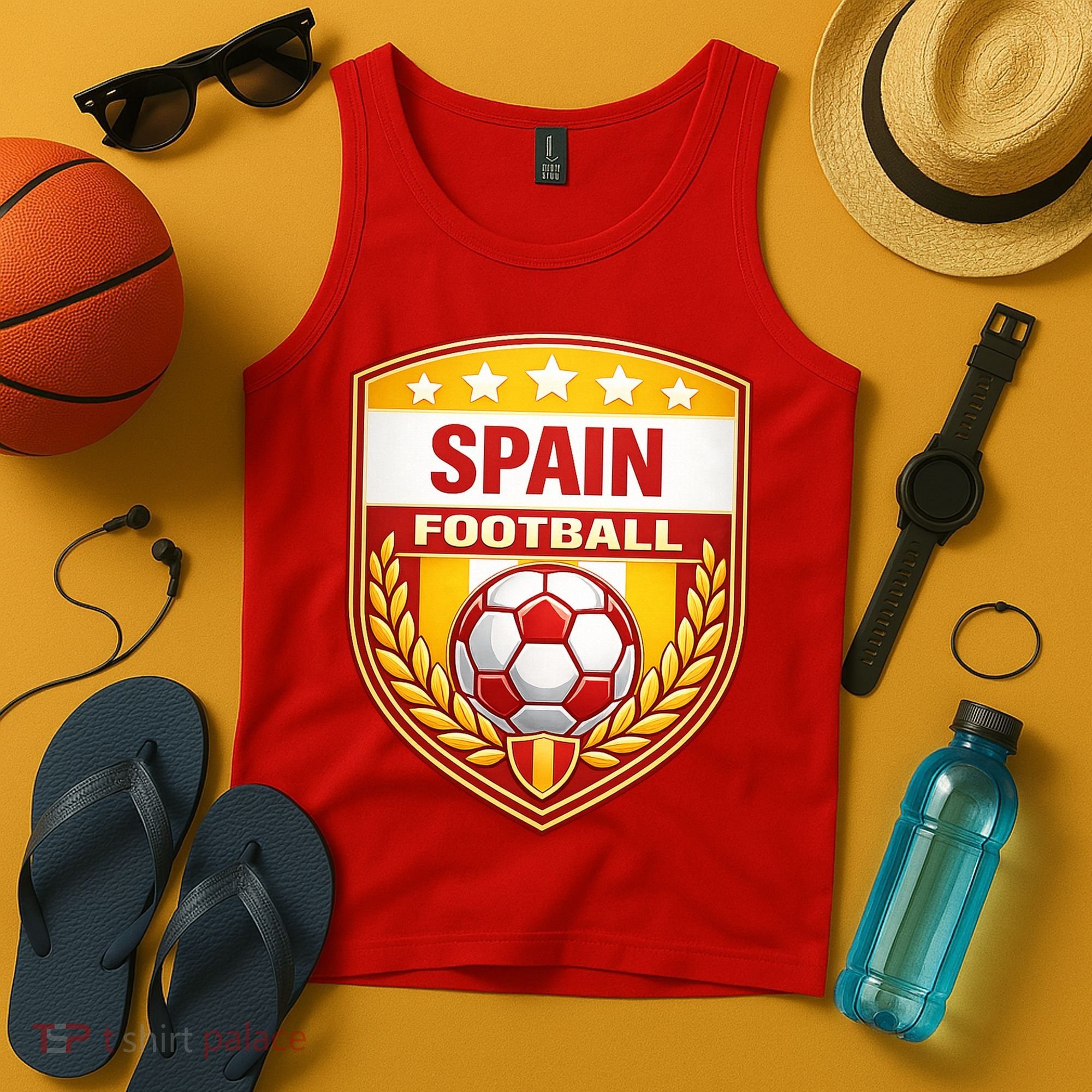 Spain Football Crest Soccer Ball Badge Shield Tank Top