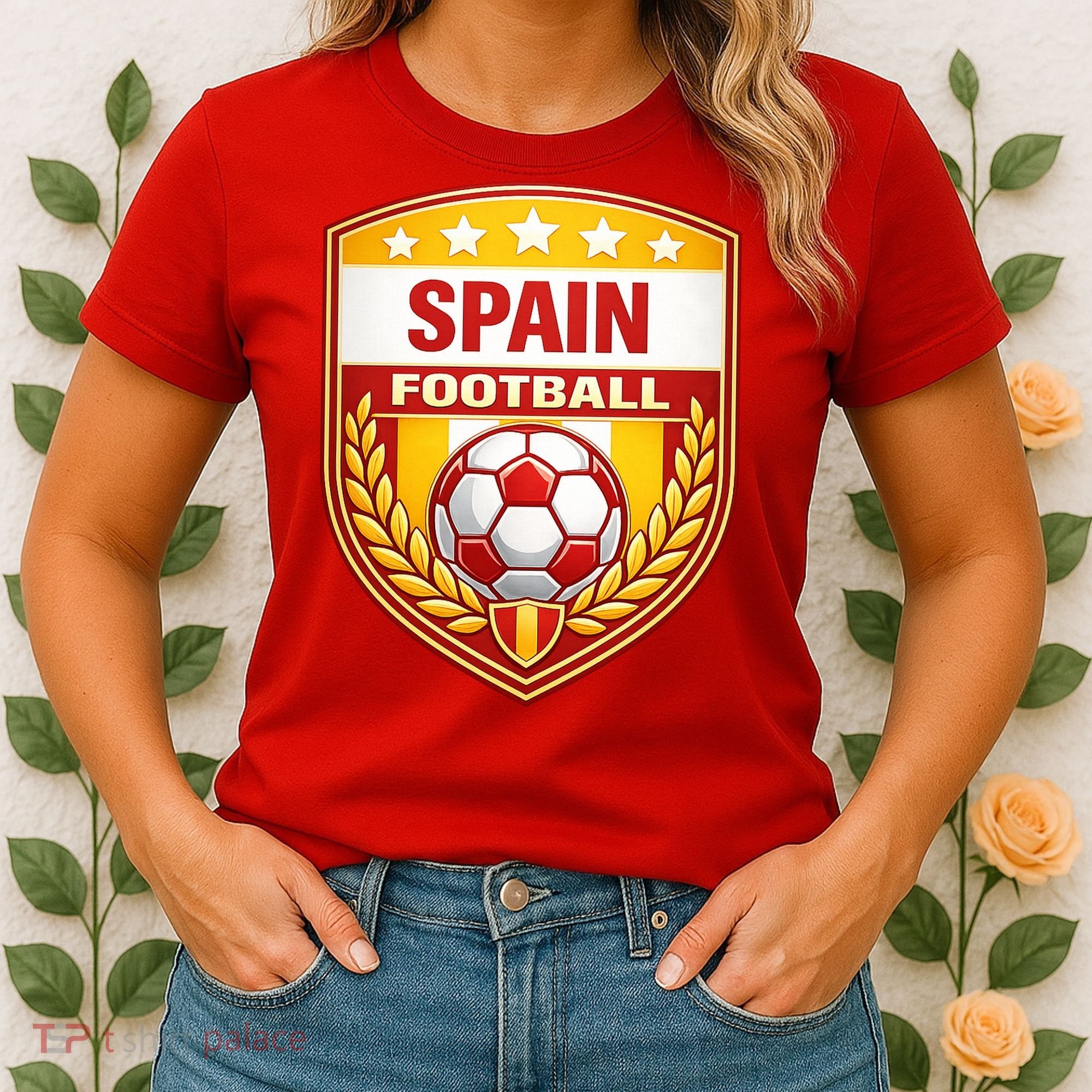 Spain Football Crest Soccer Ball Badge Shield Women's T-Shirt