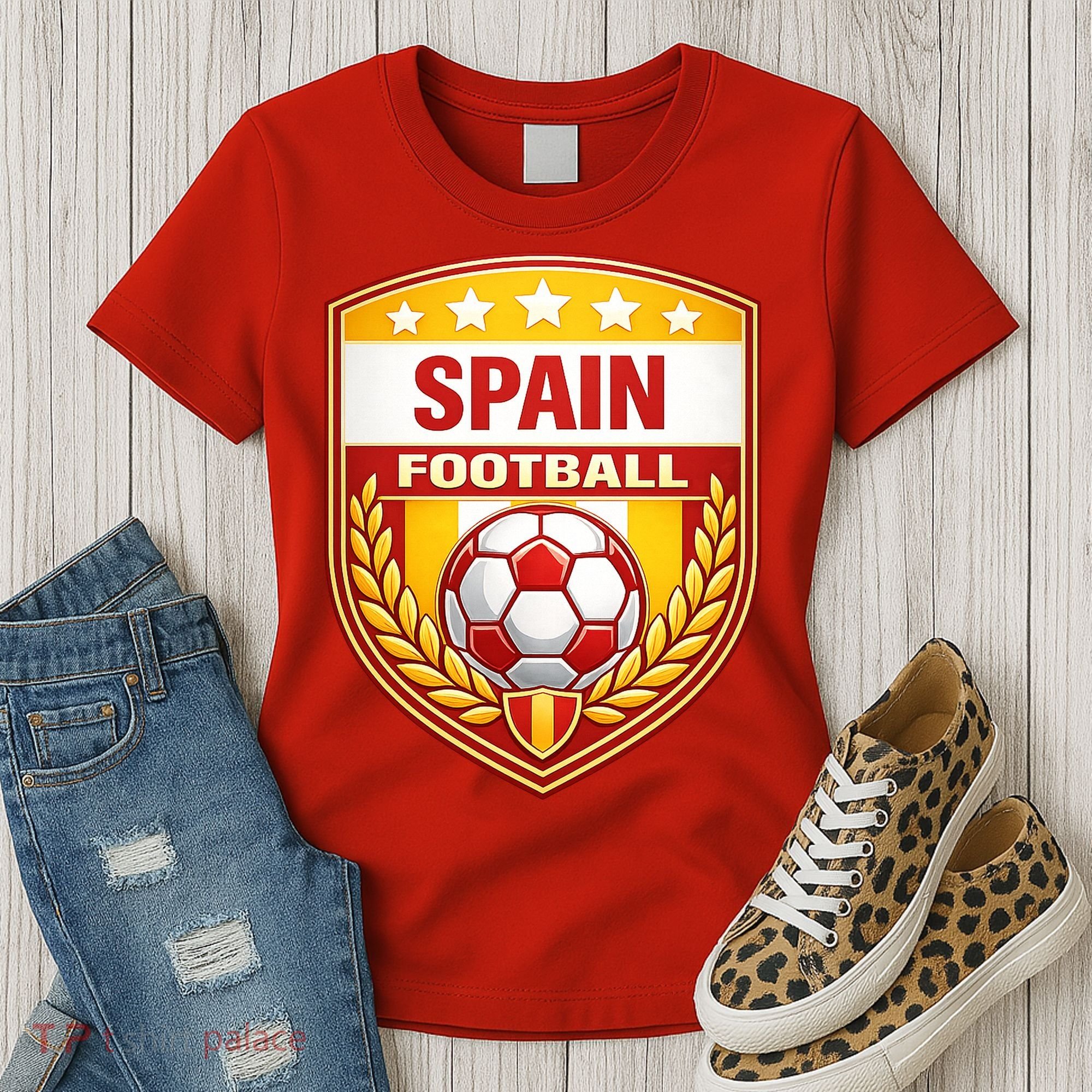 Spain Football Crest Soccer Ball Badge Shield Women's T-Shirt