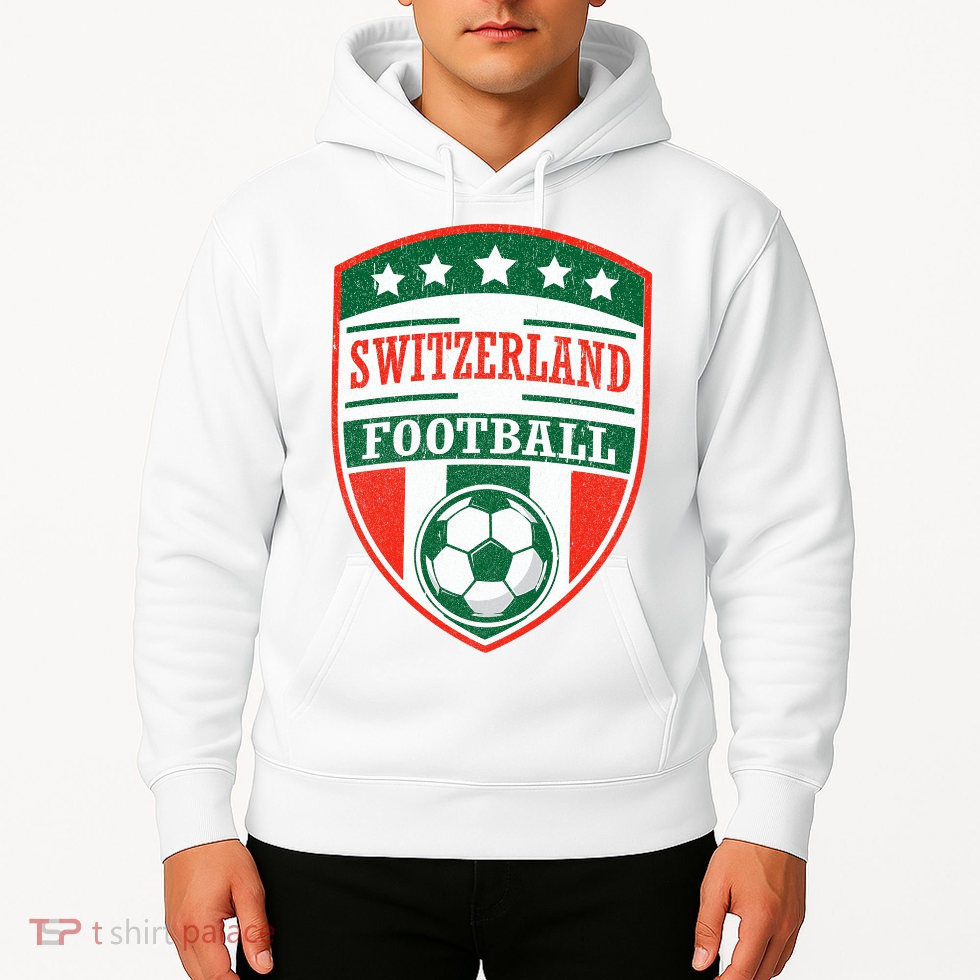 Switzerland Football Crest Soccer Ball Badge Shield Hoodie