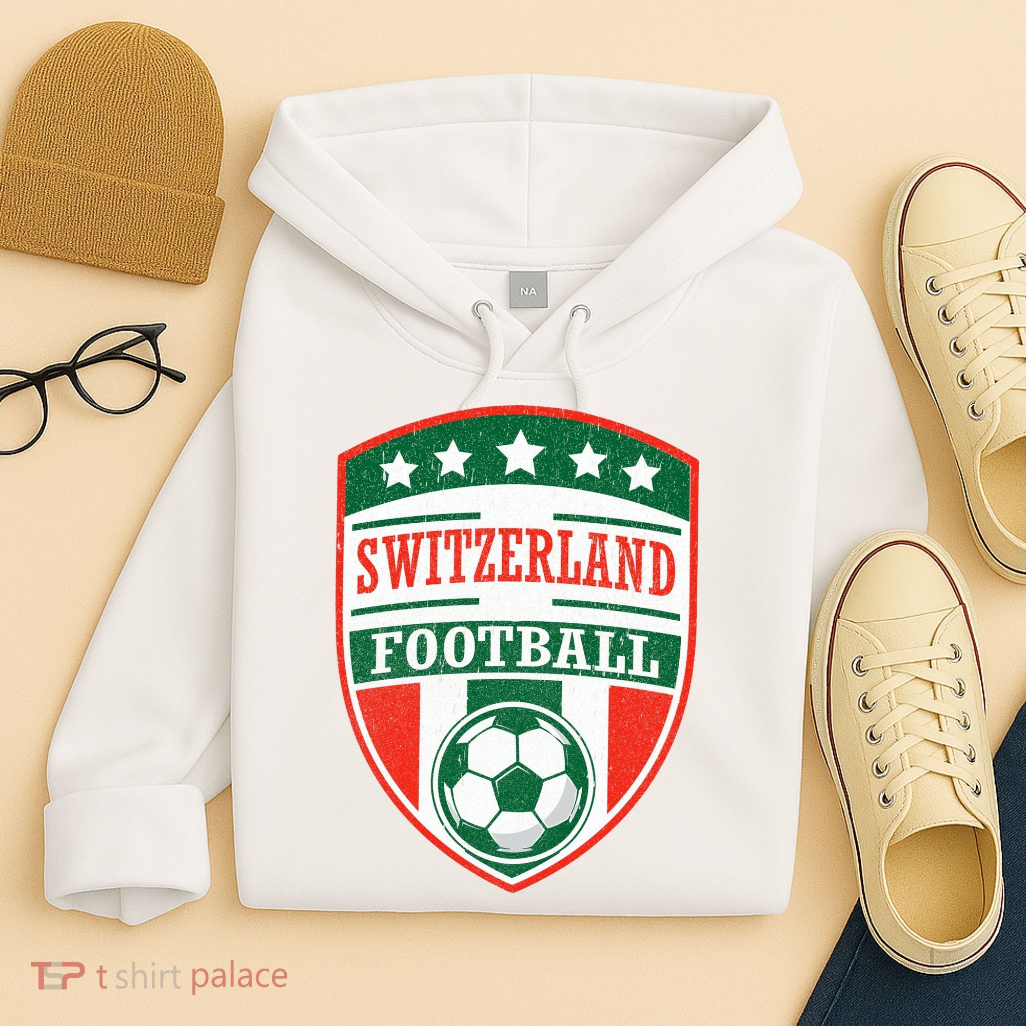Switzerland Football Crest Soccer Ball Badge Shield Hoodie
