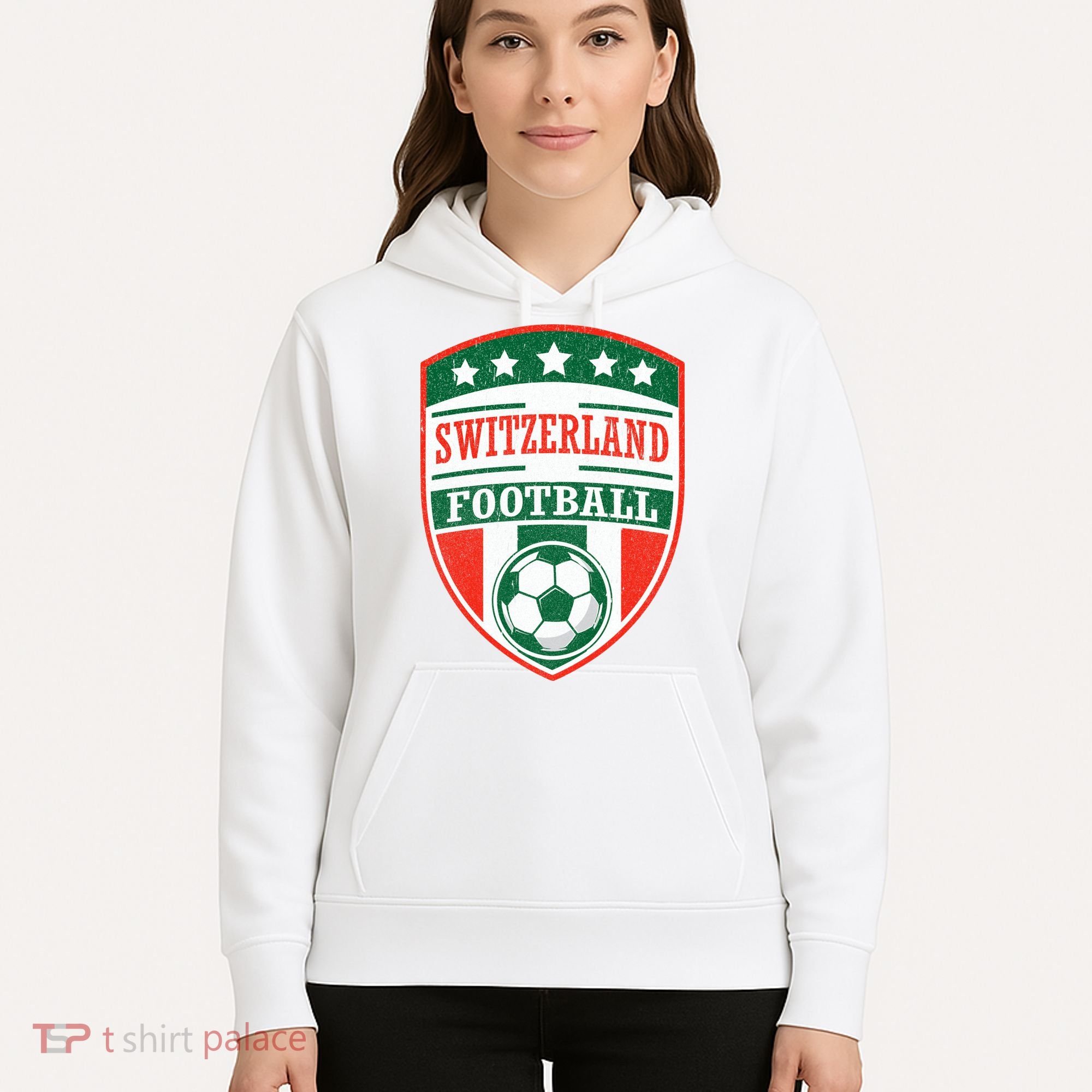 Switzerland Football Crest Soccer Ball Badge Shield Hoodie