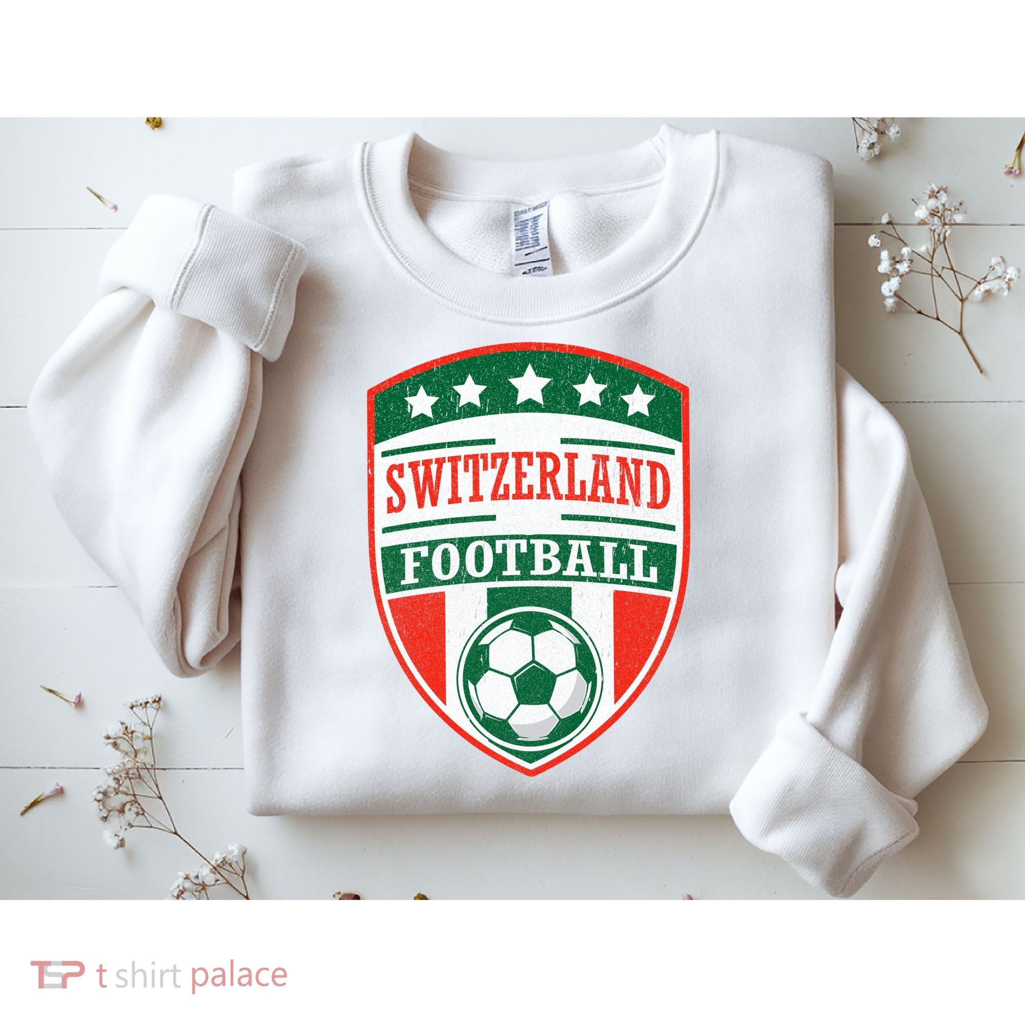 Switzerland Football Crest Soccer Ball Badge Shield Sweatshirt