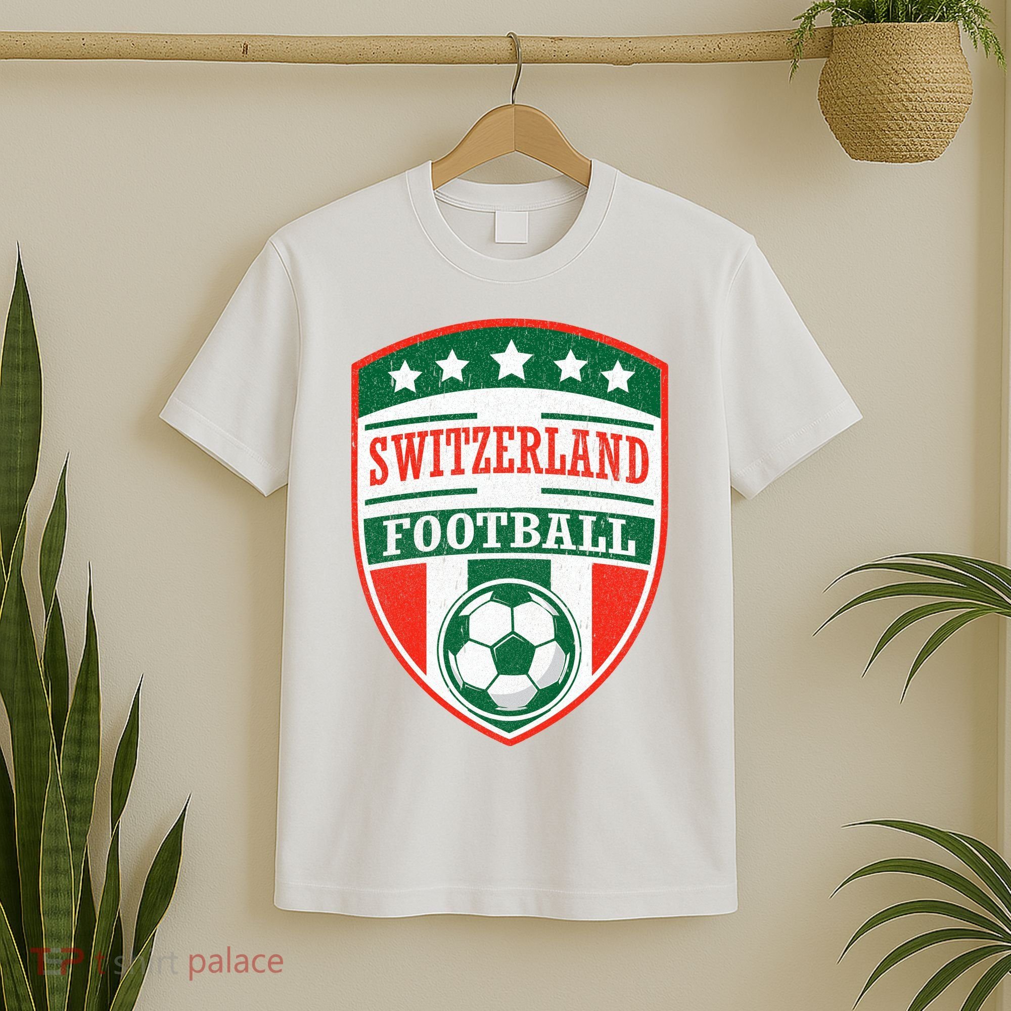 Switzerland Football Crest Soccer Ball Badge Shield T-Shirt