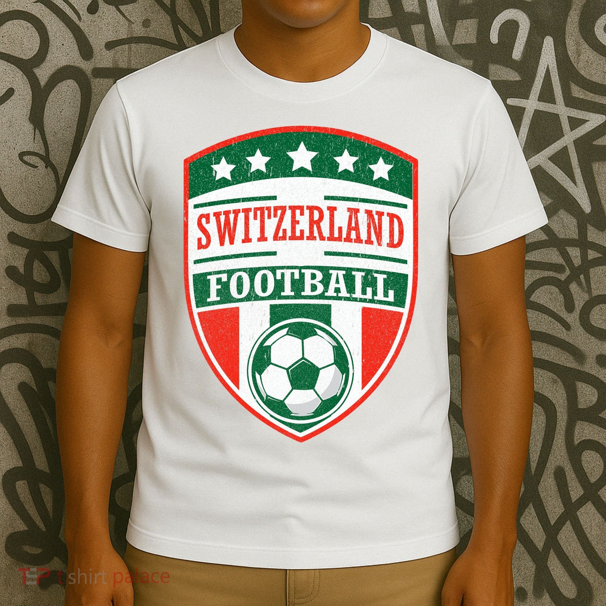 Switzerland Football Crest Soccer Ball Badge Shield T-Shirt