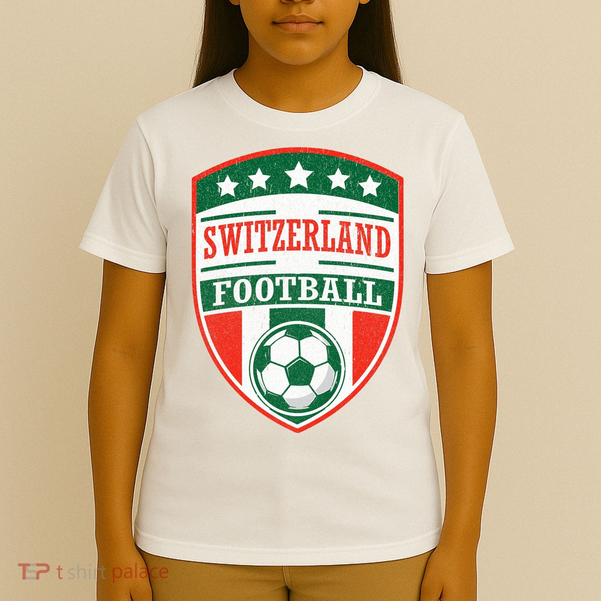 Switzerland Football Crest Soccer Ball Badge Shield T-Shirt