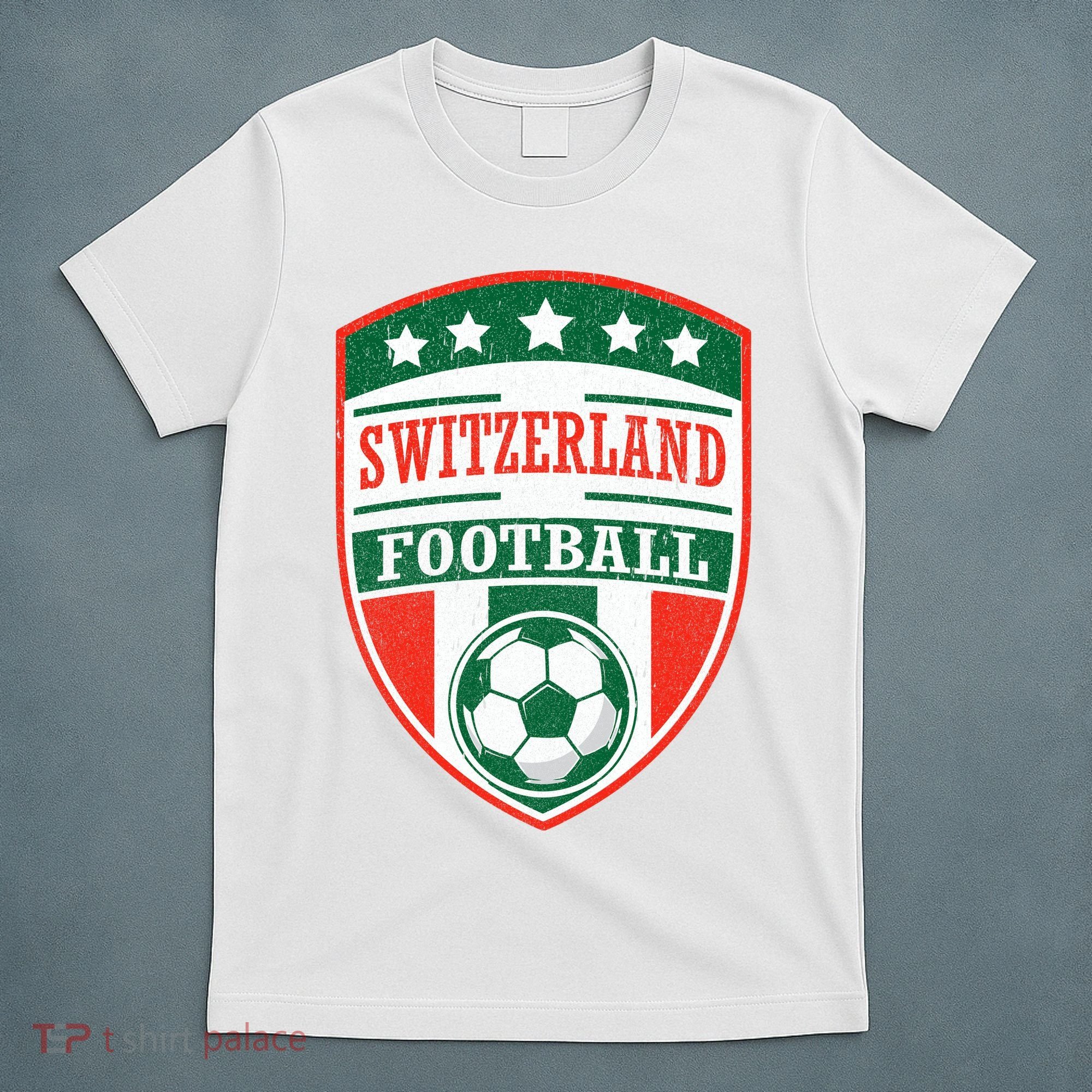 Switzerland Football Crest Soccer Ball Badge Shield T-Shirt