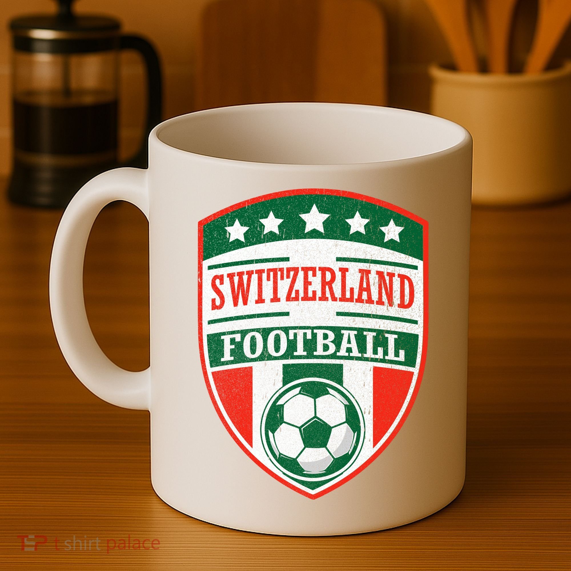 Switzerland Football Crest Soccer Ball Badge Shield Coffee Mug