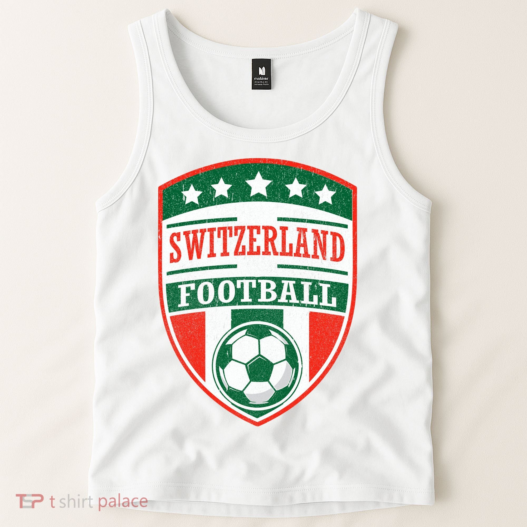 Switzerland Football Crest Soccer Ball Badge Shield Tank Top