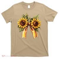 Sunflower Floral Coquette Bow Wildflowers Women Mother Day T-Shirt thumb 0