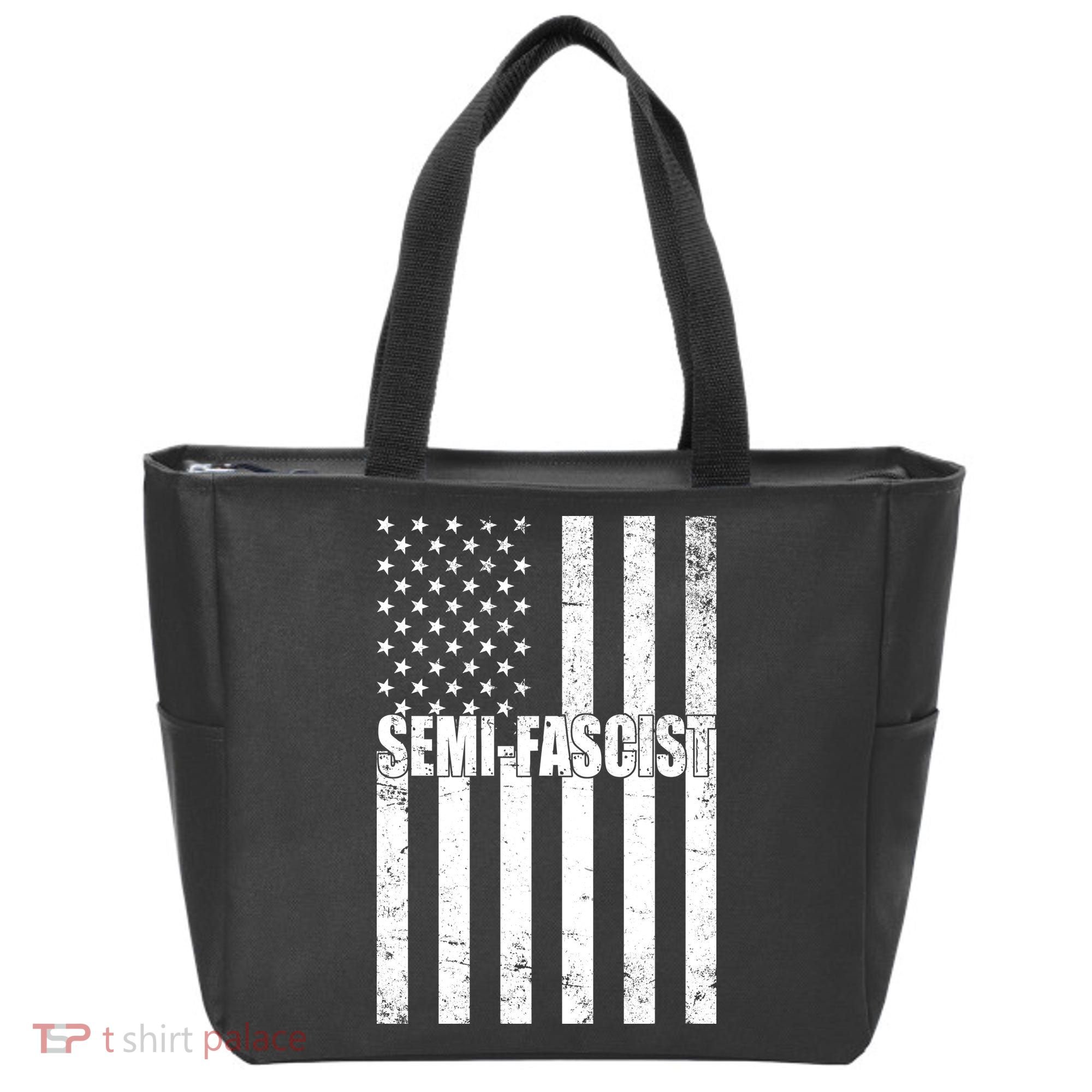 Semi Fascist Distressed USA American Flag Tote Bag