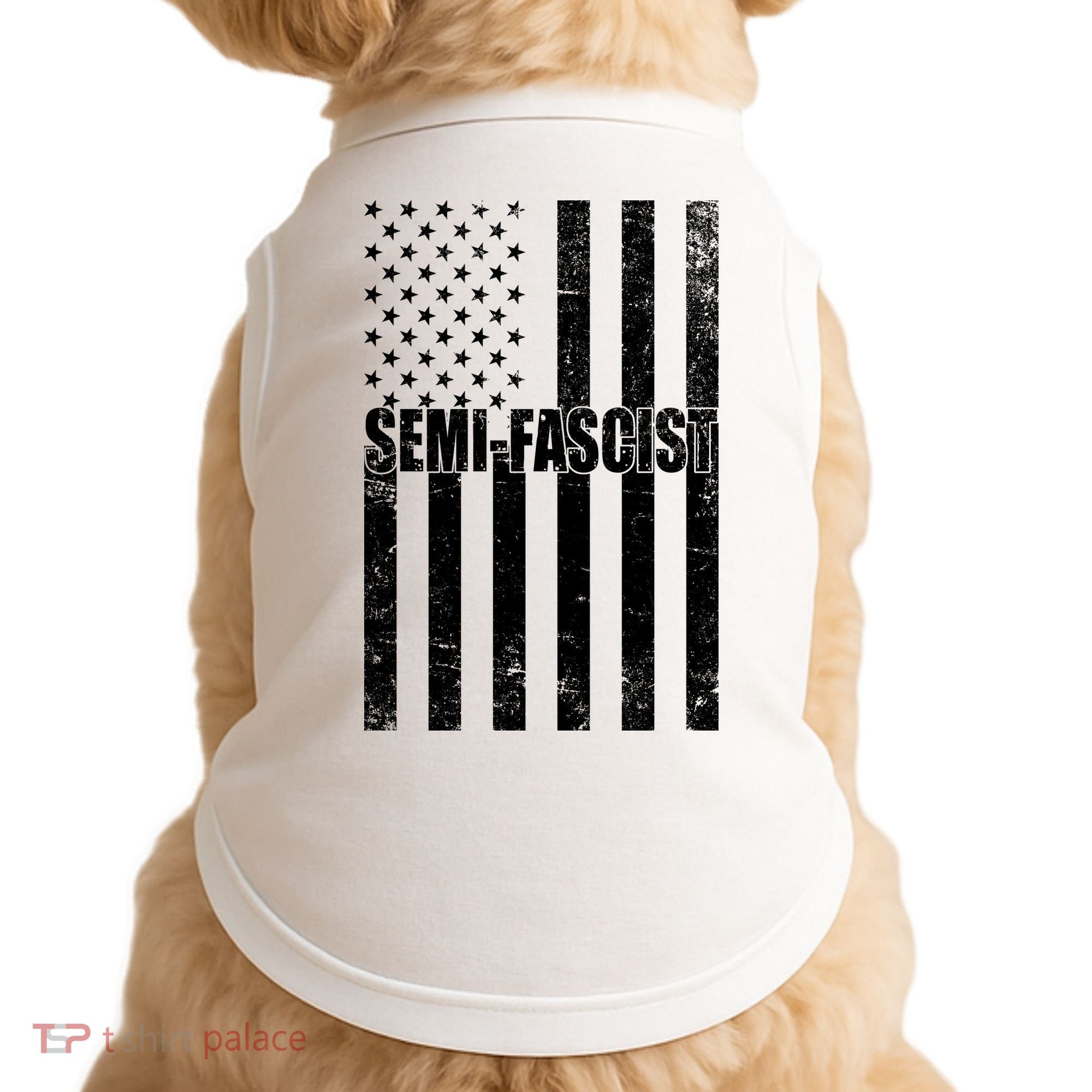 Semi Fascist Distressed USA American Flag Doggie Tank