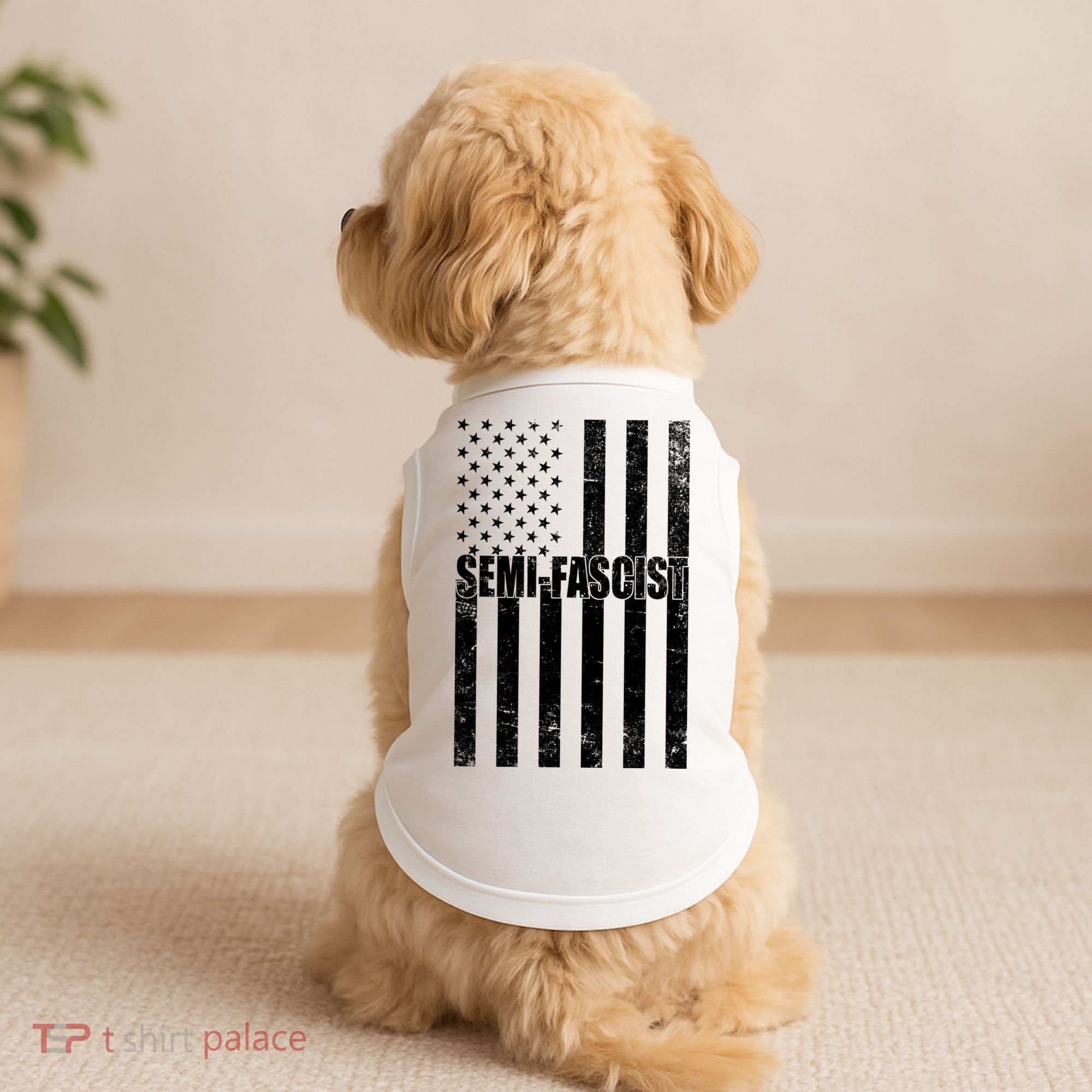 Semi Fascist Distressed USA American Flag Doggie Tank