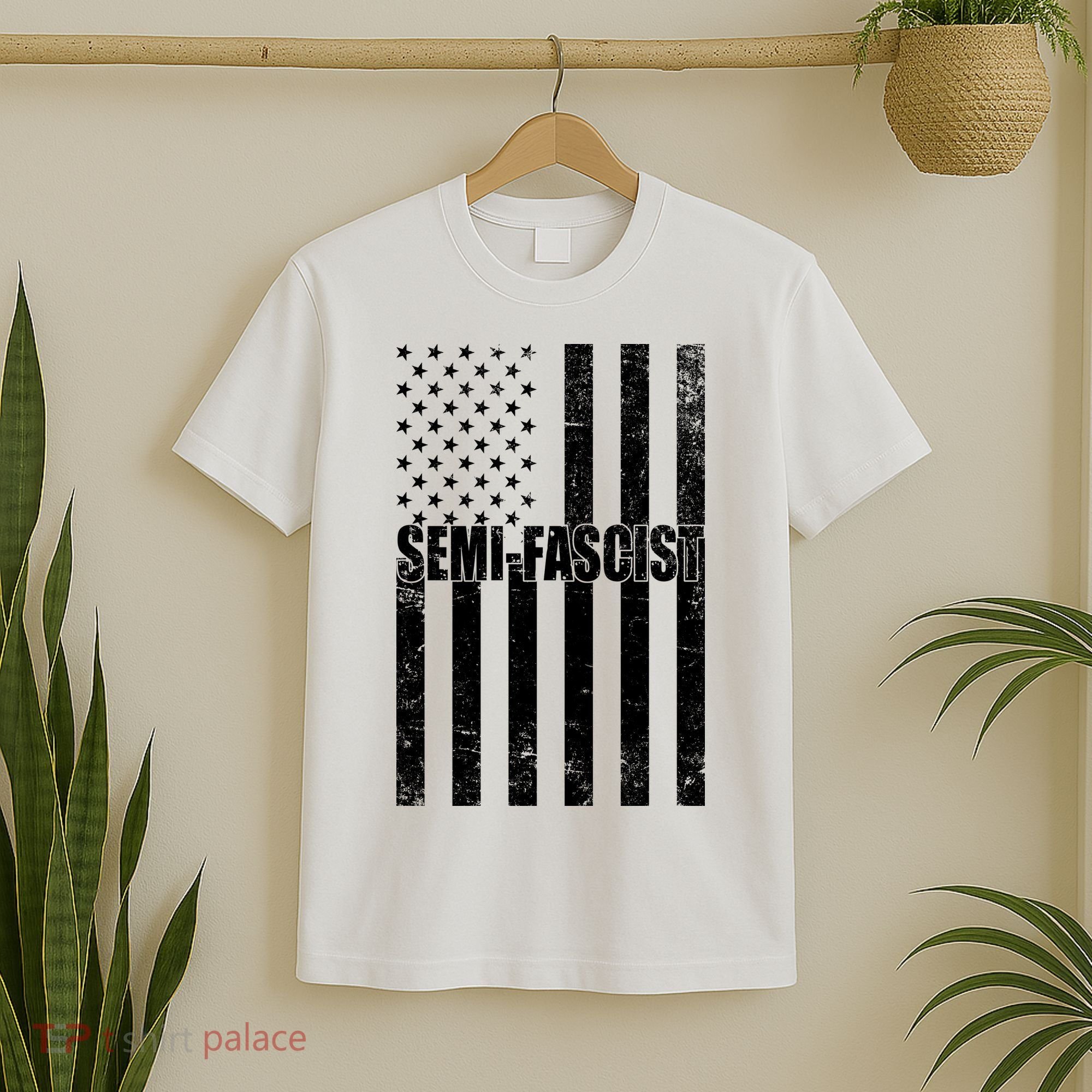 Semi Fascist Distressed USA American Flag T-Shirt