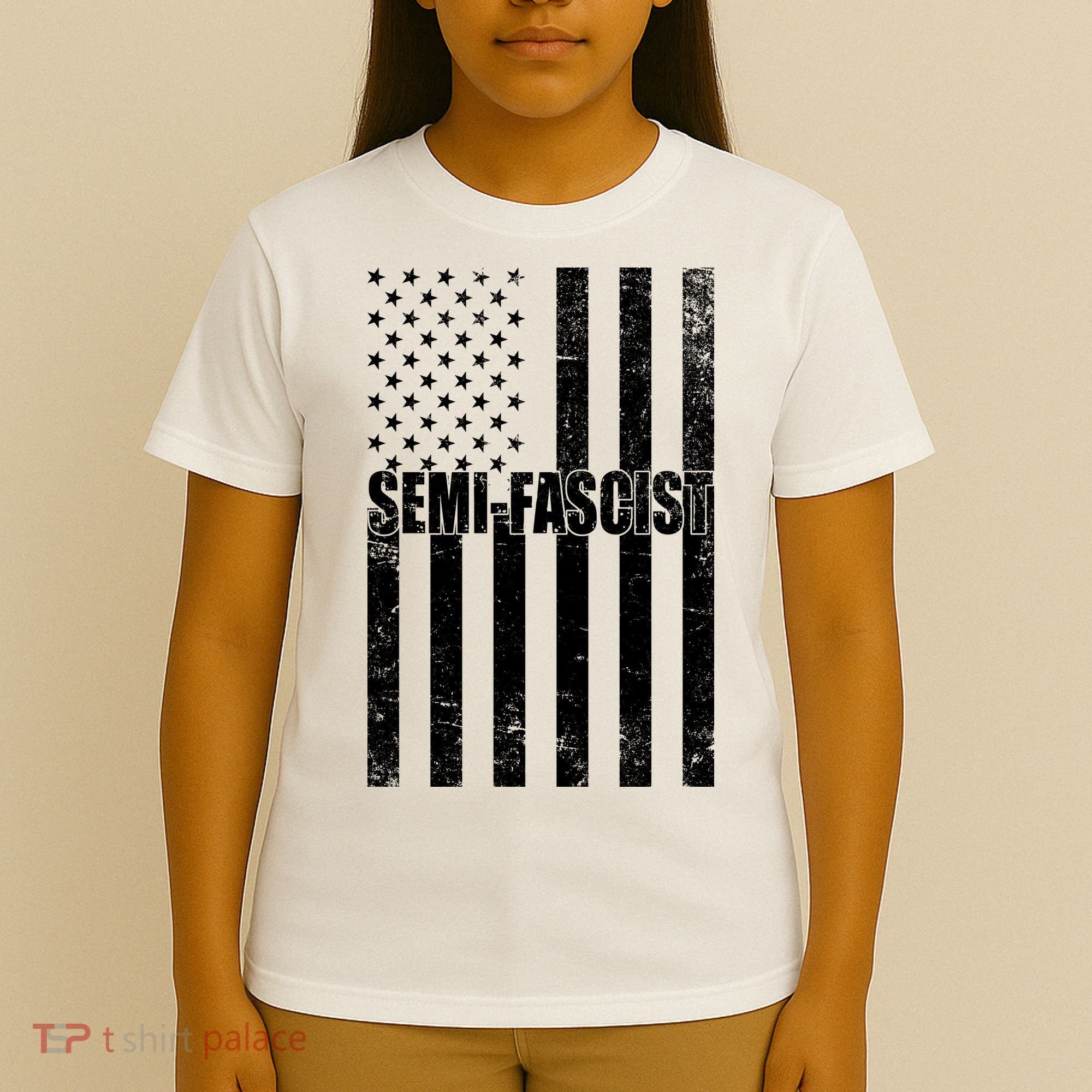 Semi Fascist Distressed USA American Flag T-Shirt