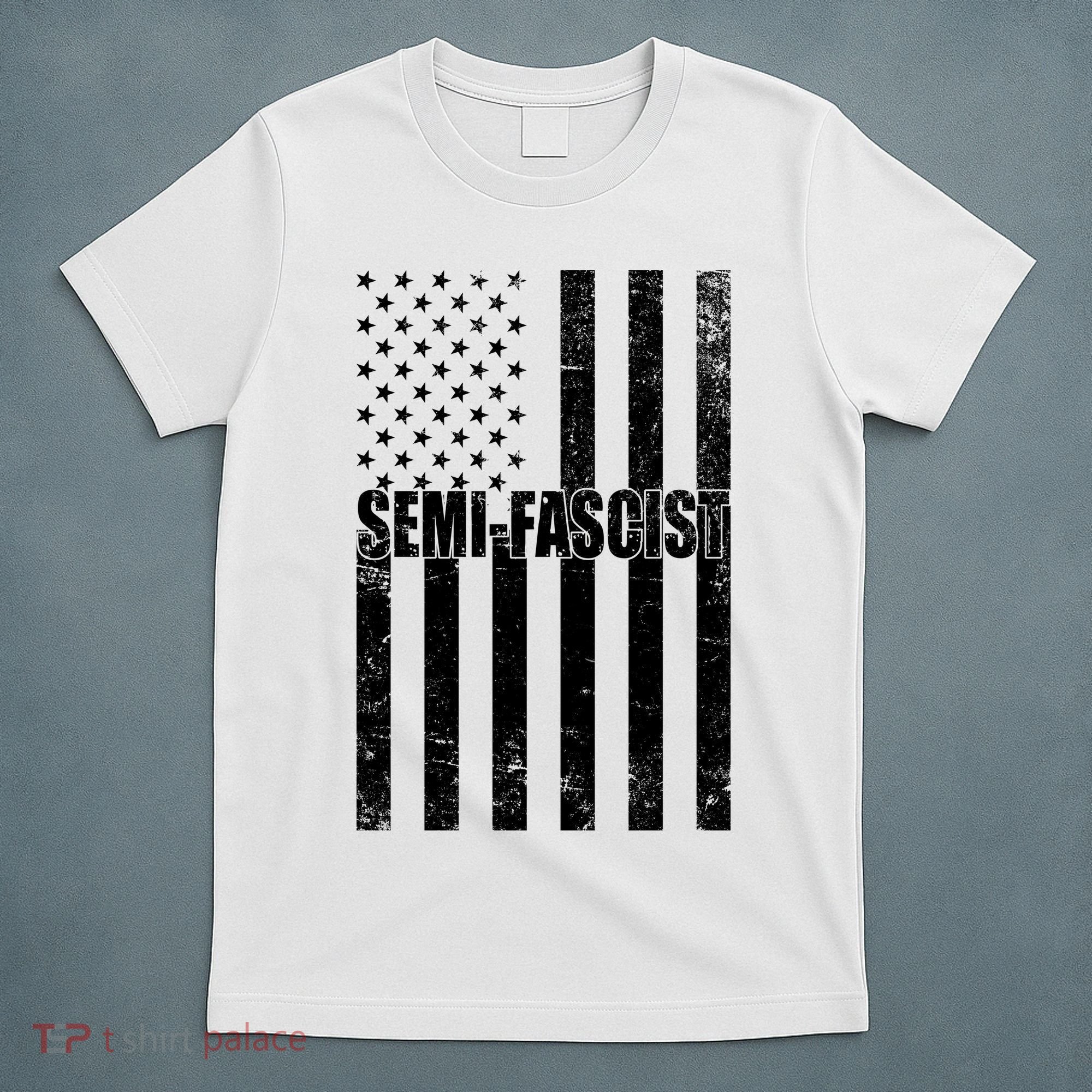 Semi Fascist Distressed USA American Flag T-Shirt