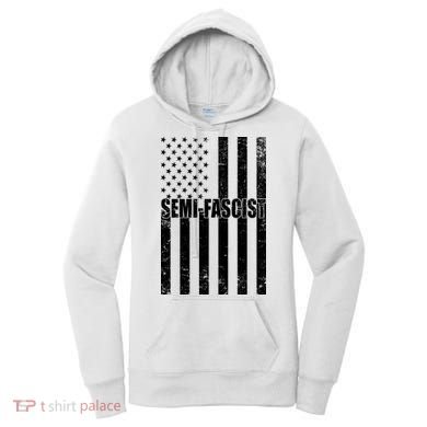 Semi Fascist Distressed USA American Flag Women's Hoodie
