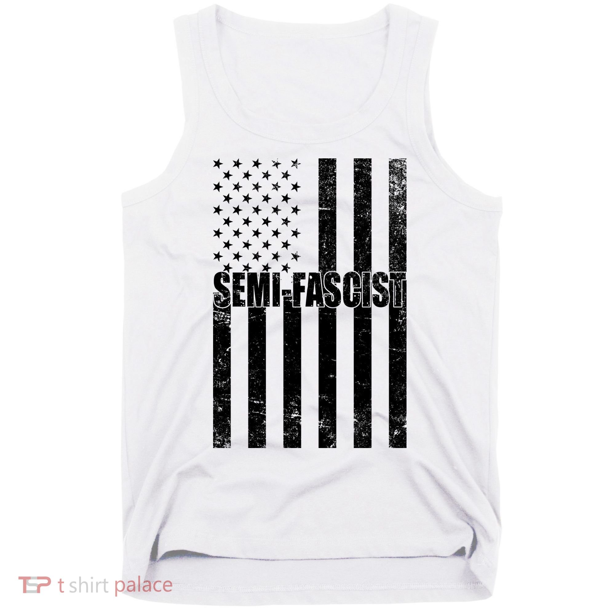 Semi Fascist Distressed USA American Flag Tank Top