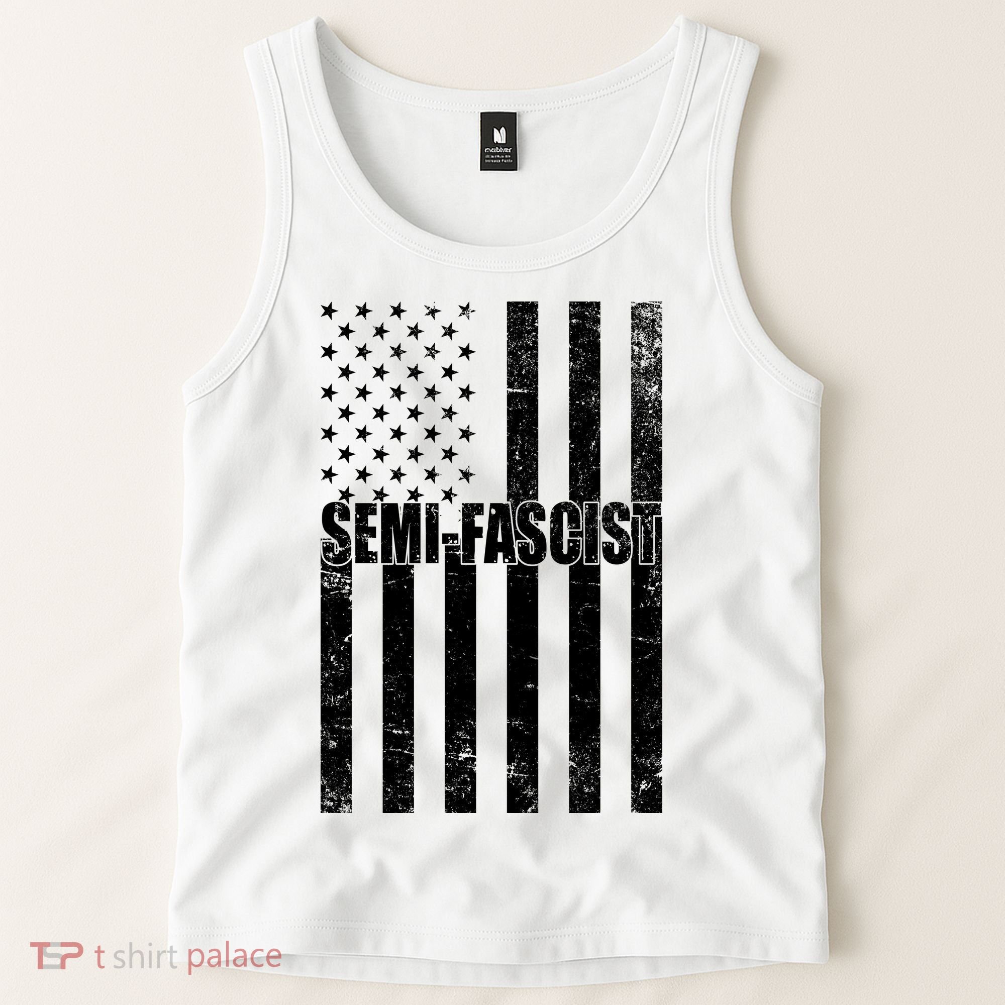 Semi Fascist Distressed USA American Flag Tank Top
