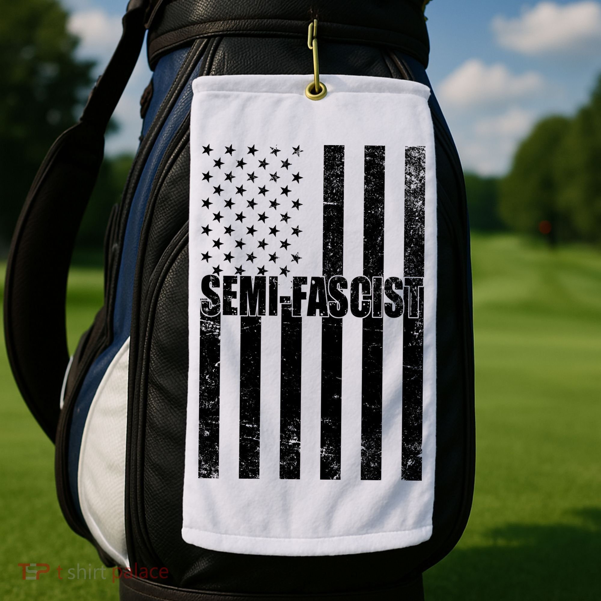 Semi Fascist Distressed USA American Flag Golf Towel