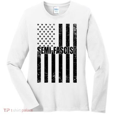 Semi Fascist Distressed USA American Flag Women's Long Sleeve Shirt