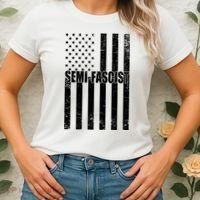 Semi Fascist Distressed USA American Flag Women's T-Shirt thumb 2