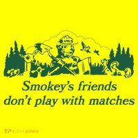 Smokey's Friends Don't Play with Matches Funny Saying Button thumb 1