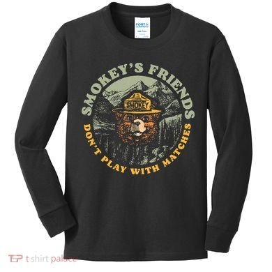 Smokeys Friends Dont Play With Matches Kids Long Sleeve Shirt