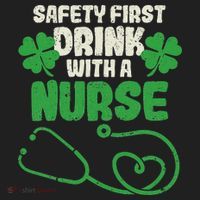Safety First Drink With A Nurse Shamrock St Patricks Day Golf Towel thumb 3