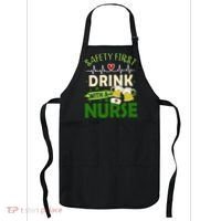 Safety First Drink With A Nurse Beer Drinking Team Saint Patrick's Day Apron thumb 0