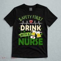 Safety First Drink With A Nurse Beer Drinking Team Saint Patrick's Day T-Shirt thumb 5