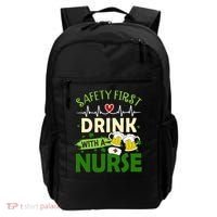 Safety First Drink With A Nurse Beer Drinking Team Saint Patrick's Day Backpack thumb 0