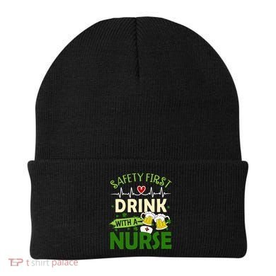 Safety First Drink With A Nurse Beer Drinking Team Saint Patrick's Day Beanie