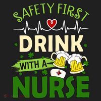 Safety First Drink With A Nurse Beer Drinking Team Saint Patrick's Day Beanie thumb 2