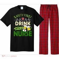 Safety First Drink With A Nurse Beer Drinking Team Saint Patrick's Day Pajama Set thumb 0