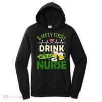 Safety First Drink With A Nurse Beer Drinking Team Saint Patrick's Day Women's Hoodie thumb 0