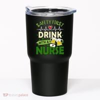 Safety First Drink With A Nurse Beer Drinking Team Saint Patrick's Day Tumbler thumb 0