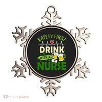 Safety First Drink With A Nurse Beer Drinking Team Saint Patrick's Day Ornament thumb 0
