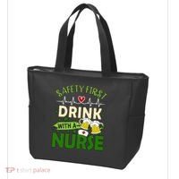 Safety First Drink With A Nurse Beer Drinking Team Saint Patrick's Day Tote Bag thumb 3