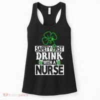 Safety First Drink With A Nurse Shenanigan Clover Irishman Women's Tank Top thumb 0