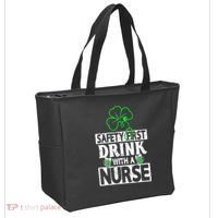 Safety First Drink With A Nurse Shenanigan Clover Irishman Tote Bag thumb 2