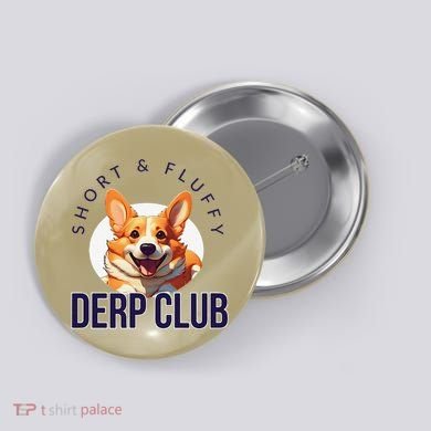 Short & Fluffy Derp Club For Corgis Button