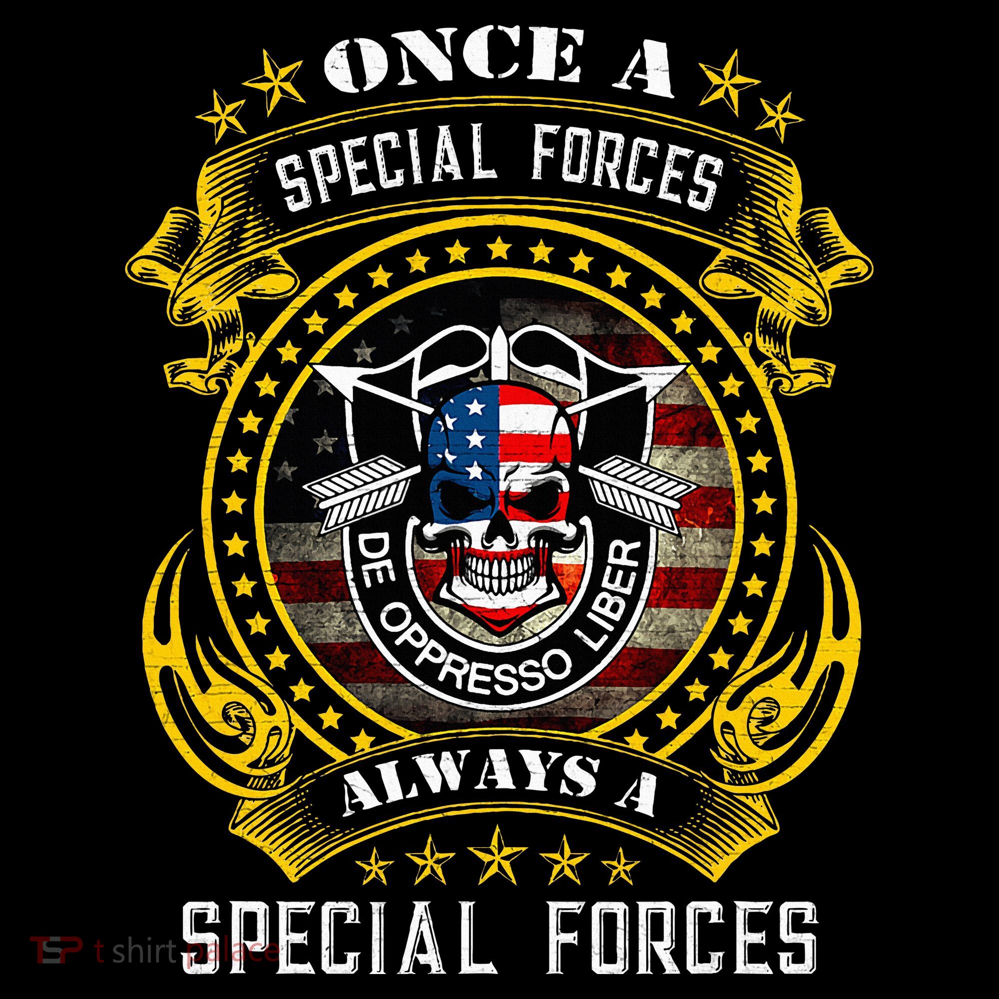 Special Forces De Oppresso Liber Green Beret Skull T-Shirt