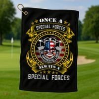 Special Forces De Oppresso Liber Green Beret Skull Golf Towel thumb 1