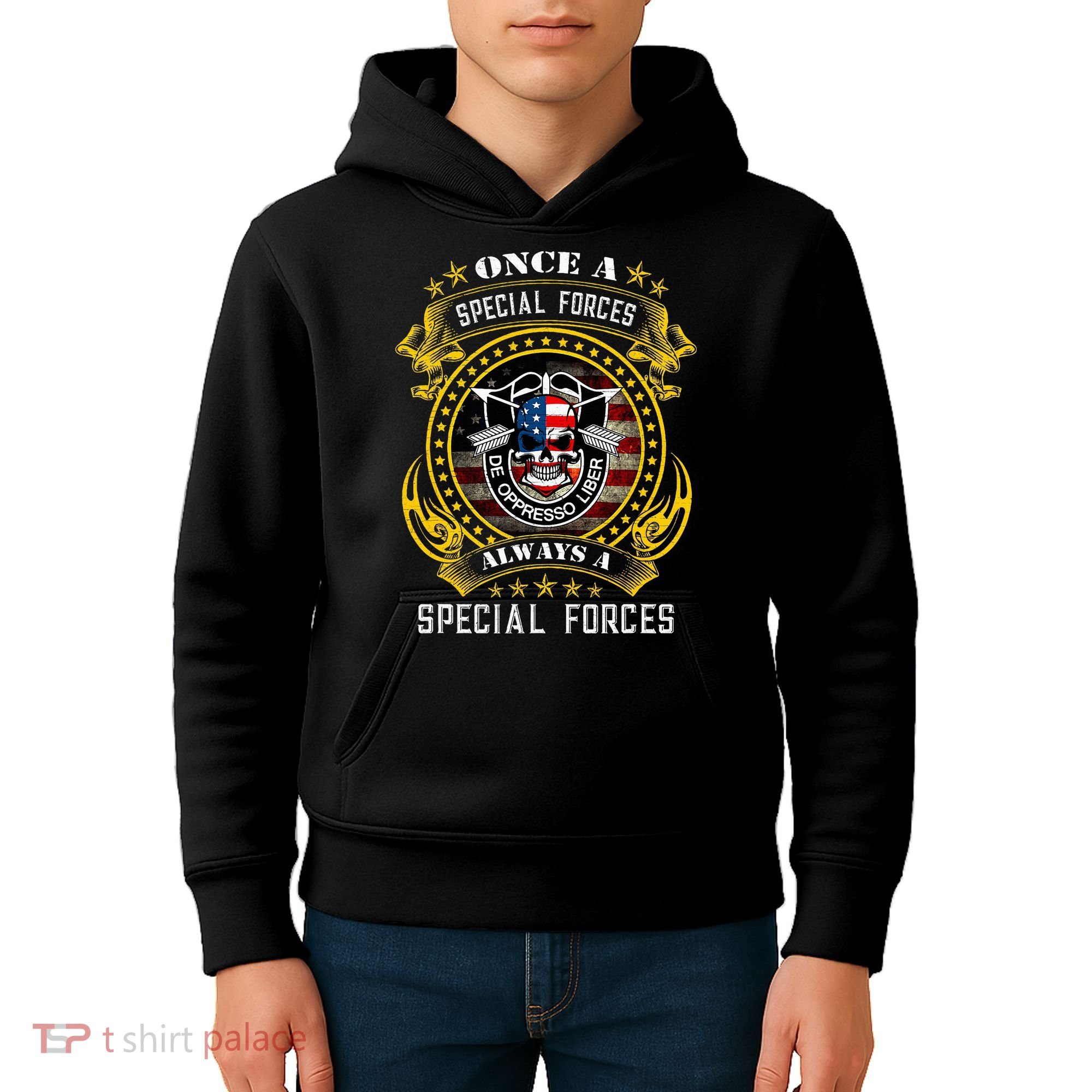 Special Forces De Oppresso Liber Green Beret Skull Kids Hoodie